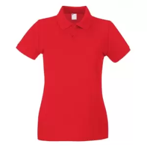 Womens/Ladies Fitted Short Sleeve Casual Polo Shirt (X Large) (Bright Red)