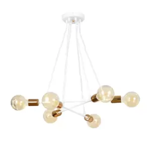 Bravo White/Copper Multi Arm Pendant Ceiling Light 6x E27