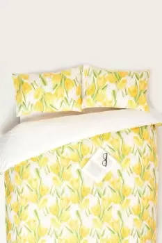 Yellow Tulips Digitally Printed Cotton Duvet Cover Set