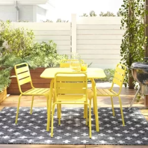 June Square Metal Dining Table, Yellow