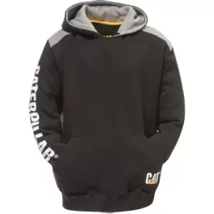 Caterpillar Mens Logo Panel Hooded Sweatshirt Black M