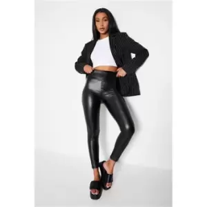 I Saw It First Black Wet Look Faux Leather High Waist Leggings - Black