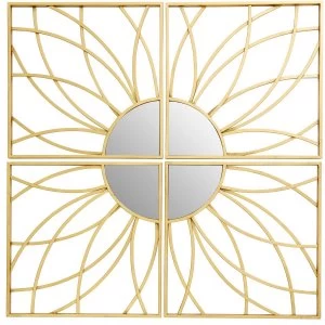 Premier Housewares Farran Petal Mirror - Champagne Gold