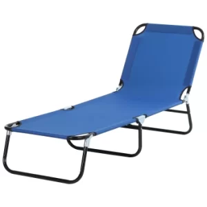 Outsunny Portable Folding Sun Lounger With 4-Position Adjustable Backrest Relaxer Recliner with Lightweight Frame Great for Pool or Sun Bathing Blue