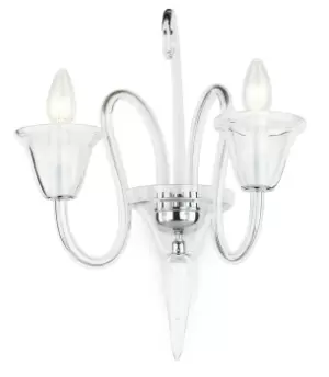 Saskia Curved Chrome Candle Wall Lamp