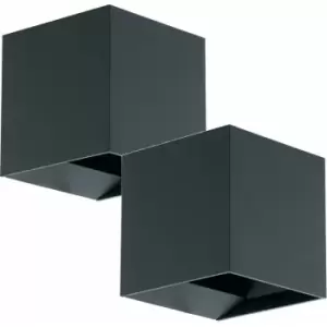 Loops - 2 pack IP54 Outdoor Wall Light Anthracite Aluminium Box 3.3W LED Lamp