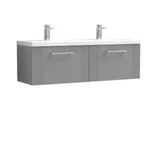 Nuie Deco 1200mm Wall Hung 2 Drawer Vanity & Double Ceramic Basin - Satin Grey