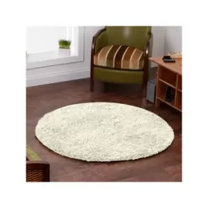 Vista 2236 Shaggy Round Rug, Cream, 133 x 133cm - Think Rugs