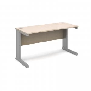 Vivo Straight Desk 1400mm x 600mm - Silver Frame Maple Top