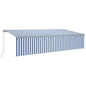 Vidaxl Manual Retractable Awning With Blind 6X3M Blue & White