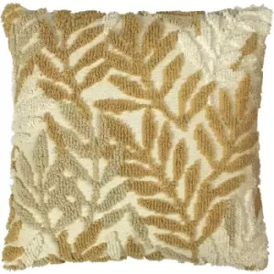 Furn. - Caliko Botanical Tufted Cushion Natural/Ochre - Natural/Ochre