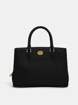 Coach Polished Pebble Leather Brooke Carryall 28 - Black