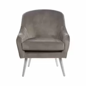 Interiors by PH Grey Velvet Chair Silver Finish Wood Legs