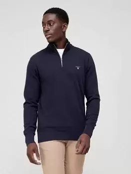 Gant Waffle Quarter Zip Sweat, Marine Blue, Size S, Men