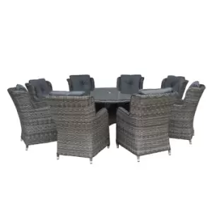 Katie Blake Seville Grey 8 Seat Round Dining Set - Garden & Outdoor