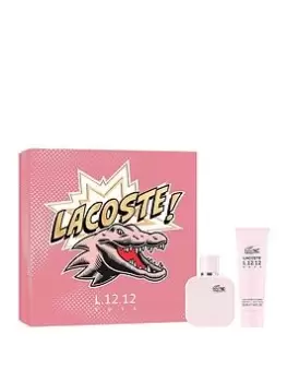 Lacoste L.12.12 Rose Womens 50ml Eau de Parfum & 50ml Body Lotion Christmas Gift Set, Pink, Women