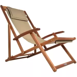 Wooden Deck Chair Acacia Wood 4 Different Colours Beige