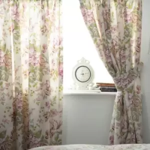 Belledorm Rose Boutique Lined Curtains (168 x 137cm) (Ivory/Pink/Green)