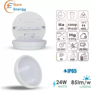 24W LED Bulkhead Standard Model IP65 6000K