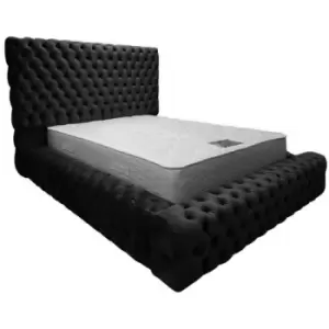 Sultan Upholstered Beds - Plush Velvet, Single Size Frame, Black - Black