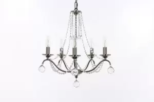 Neva 5 Light Bright Nickel 5 Arm Chandelier