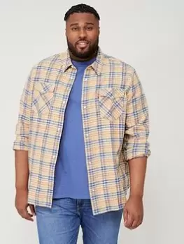 Levis Big & Tall Relaxed Western Check Shirt - Brown, Size 4XL, Men