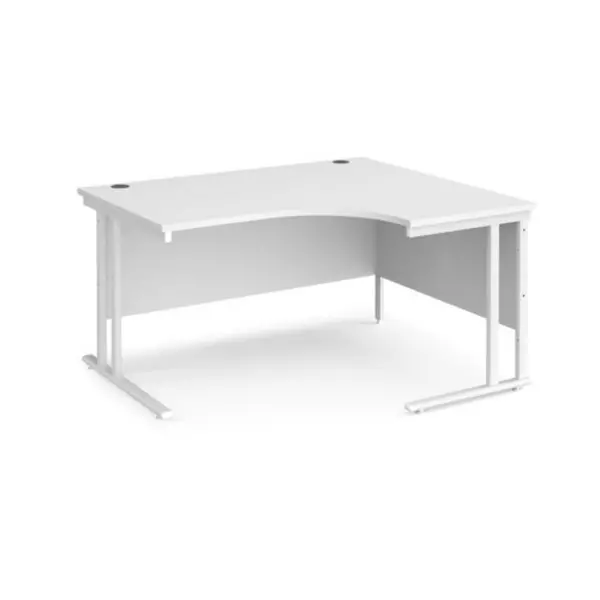 Office Desk Right Hand Corner Desk 1400mm White Top With White Frame 1200mm Depth Maestro 25 MC14ERWHWH