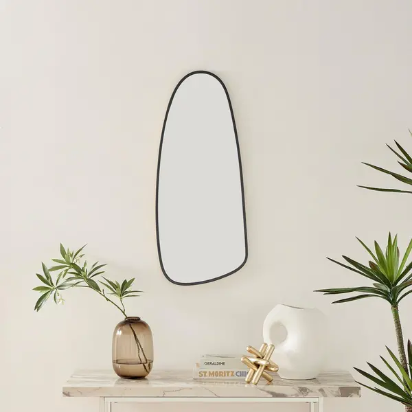 FurnitureboxUK Elodie Abstract Pebble Decorative Framed Wall Mirror Black