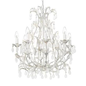 Cascina 8 Light Chandelier Gold, White Finish, E14