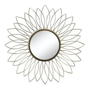 Gold Wire Flower Design Accent Mirror