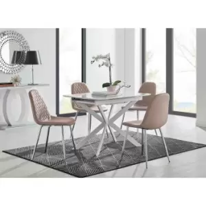 Furniture Box LIRA 100 Extending Dining Table and 4 Cappuccino Corona Silver Leg Chairs