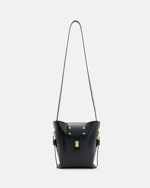 AllSaints Miro Turn Lock Leather Crossbody Bag