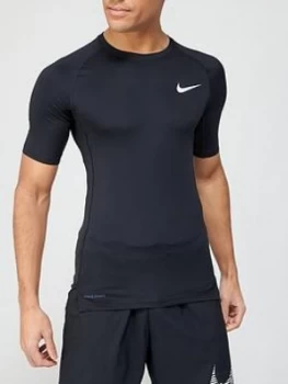 Nike Pro Compression Short Sleeve Top - Black, Size L, Men