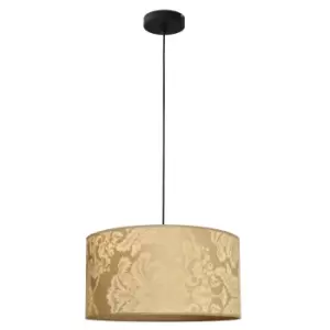 Abba Cylindrical Pendant Ceiling Light Gold, Black 40cm