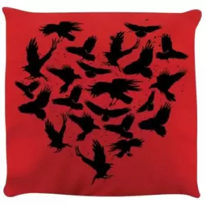 Grindstore Raven Heart Filled Cushion (One Size) (Red/Black) - Red/Black