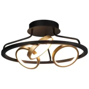 Luminosa Geneseo Round Ceiling Lamp, 3 Ring, 25W LED, 3200K, 1375lm, Satin Black, Gold