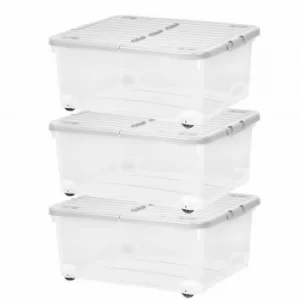 Wham 30 Litre Box with Wheels and Folding Lid Pack of 3