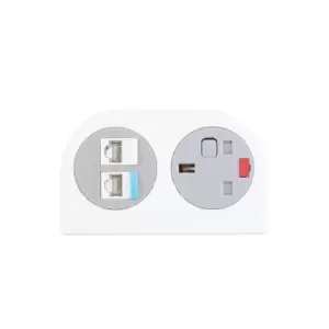 Dams Phase Multi Surface Power Module 1 x UK Socket, 2 x RJ45 Sockets - Black