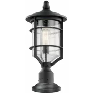 Loops - Outdoor IP44 1 Bulb Wall Ground Pedestal Light Distressed Black LED E27 60W