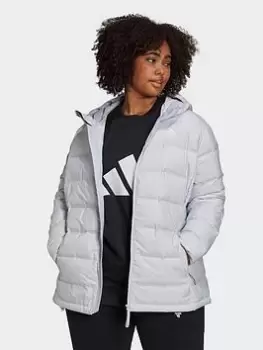 adidas Helionic Hooded Down Jacket (plus Size), Black, Size 1X, Women