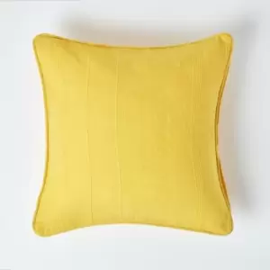 Homescapes - Cotton Rajput Ribbed Sunshine Orange Yellow Cushion Cover, 45 x 45cm - Yellow