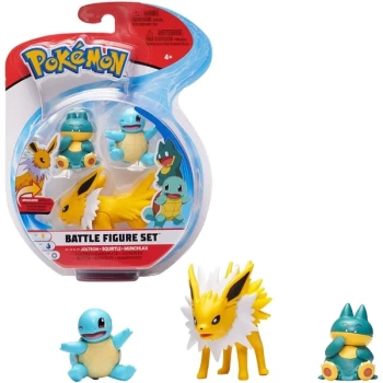 Pokemon Battle Figure 3 Pack Set - Jolteon, Squirtle & Munchlax