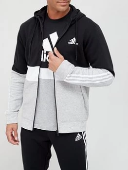 Adidas Colourblock Zip Hoodie - Black/White