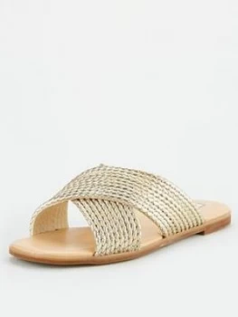 Office Steffanni Cross Over Flat Sandals - Gold