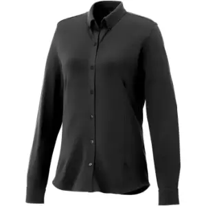 Elevate Womens/Ladies Bigelow Long Sleeve Pique Shirt (2XL) (Black)