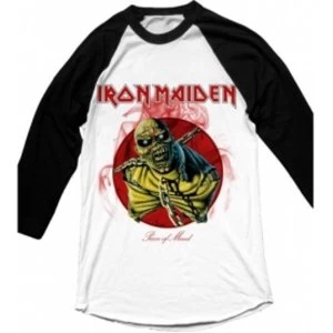 Iron Maiden Piece of Mind Mens White Raglan XXL