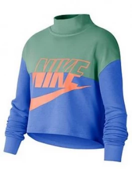 Nike Older Girls Crop Crew - Blue/Green, Size L, 12-13 Years, Women