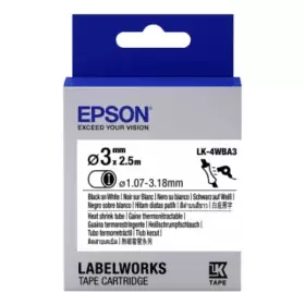 Epson LK-4WBA3 Black on White Heat Shrinking Tube 3mm x 2.5m