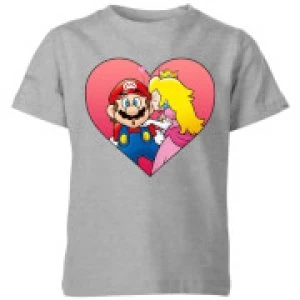 Nintendo Super Mario Peach Kiss Kid's T-Shirt - Grey - 5-6 Years