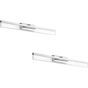 2 PACK Wall Light IP44 Bathroom Colour Chrome Shade Clear Plastic LED 10W Incl